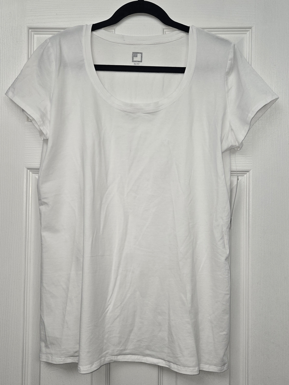 ​JCPenney JCP White Pima Cotton Blend Scoop Neck Tee Shirt NWT Size XL